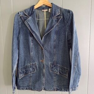 Vintage Faded Glory Denim Blazer Jacket Medium 100% Cotton‎ Western Indie Style